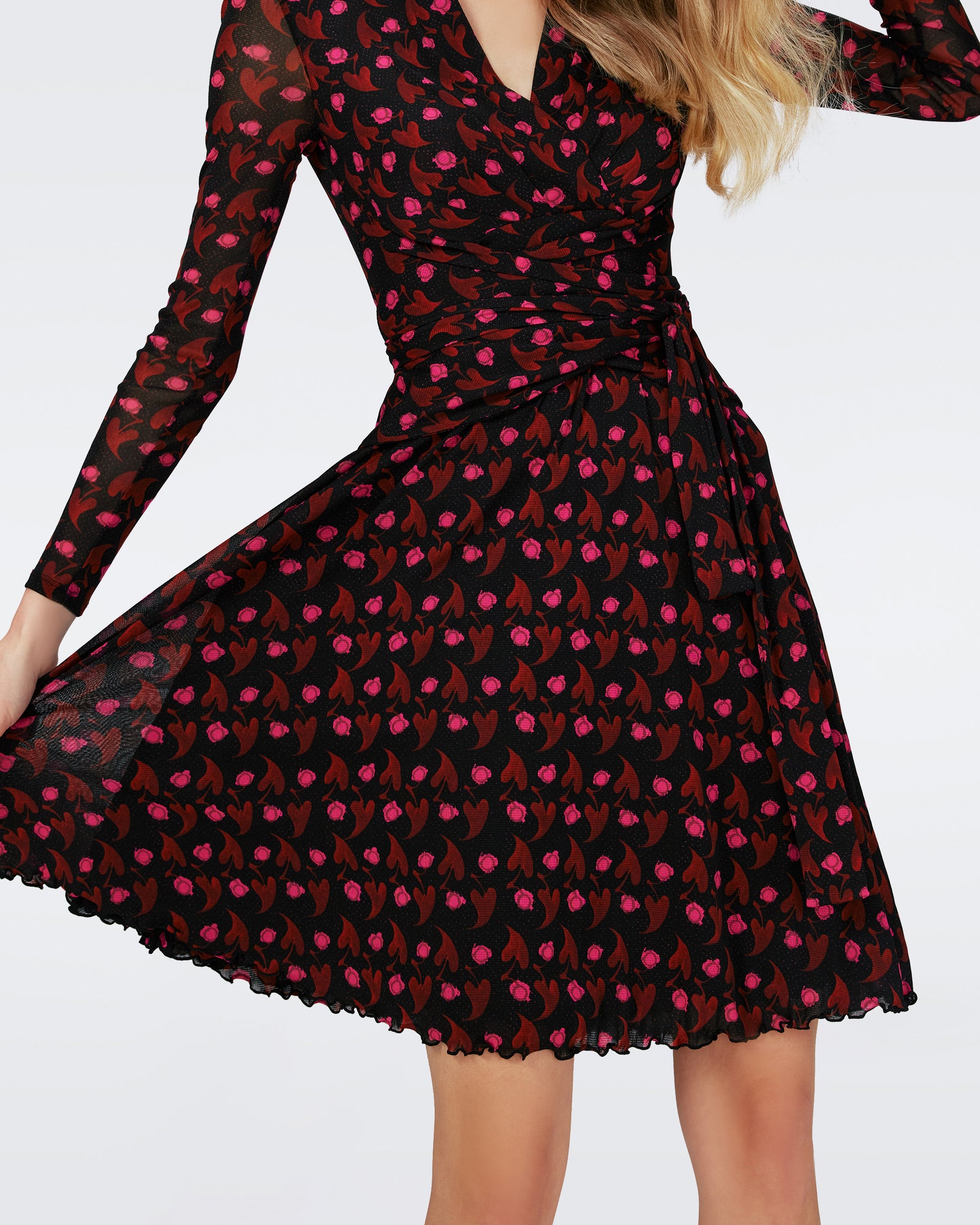 Dvf Brenda Dress In Heart Leaves Blk