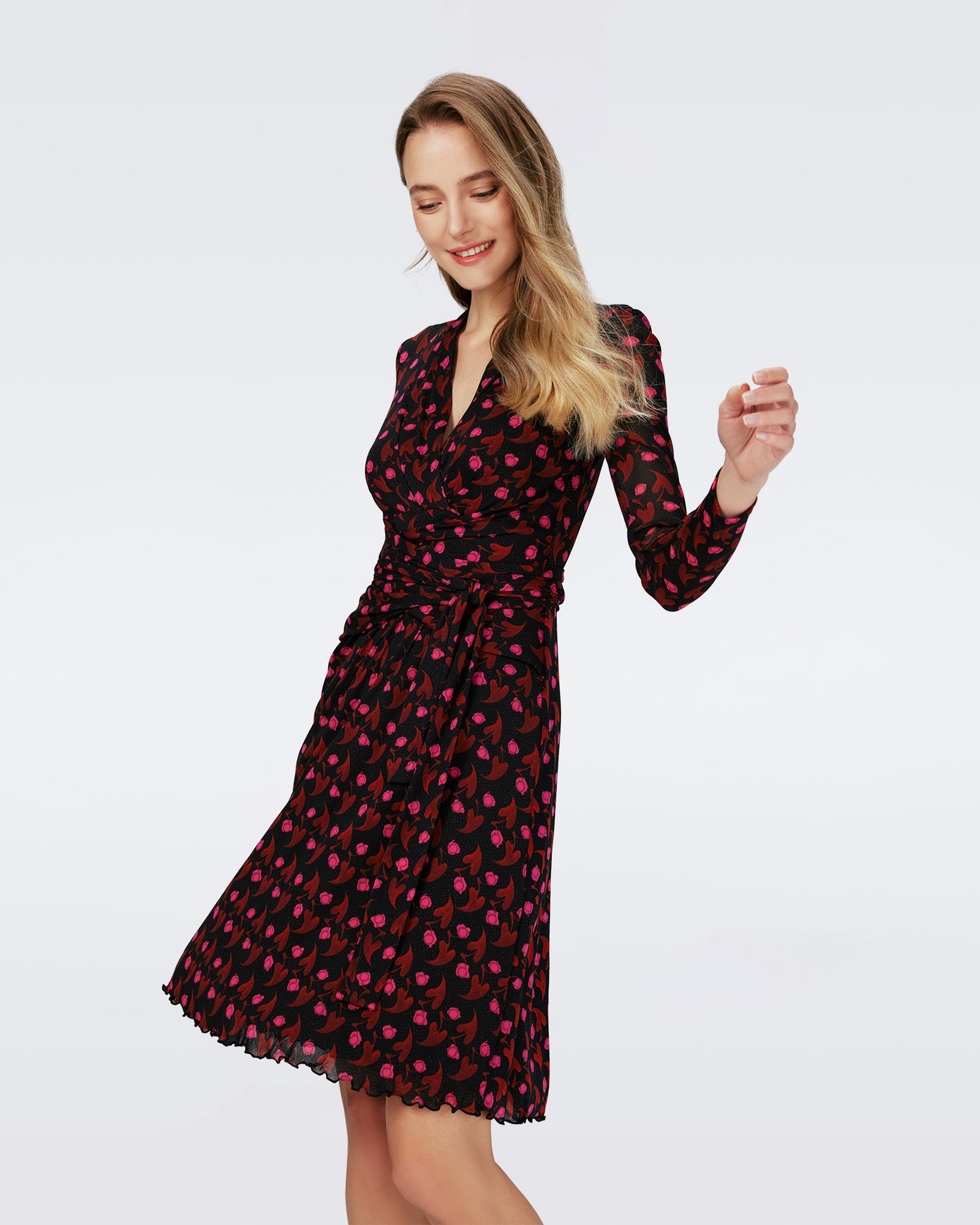 Dvf Brenda Dress In Heart Leaves Blk