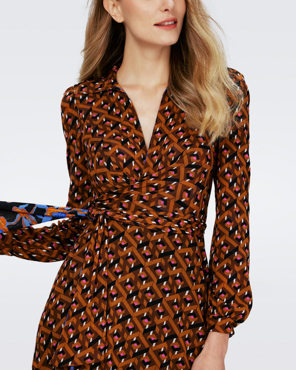 Dvf Phoenix Reversible Dress In Oracle R/Tarot Maze Blk Coffee