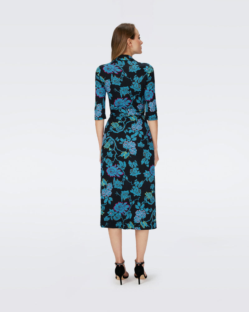 Dvf Abigail Midi Dress In China Vine Blk Med