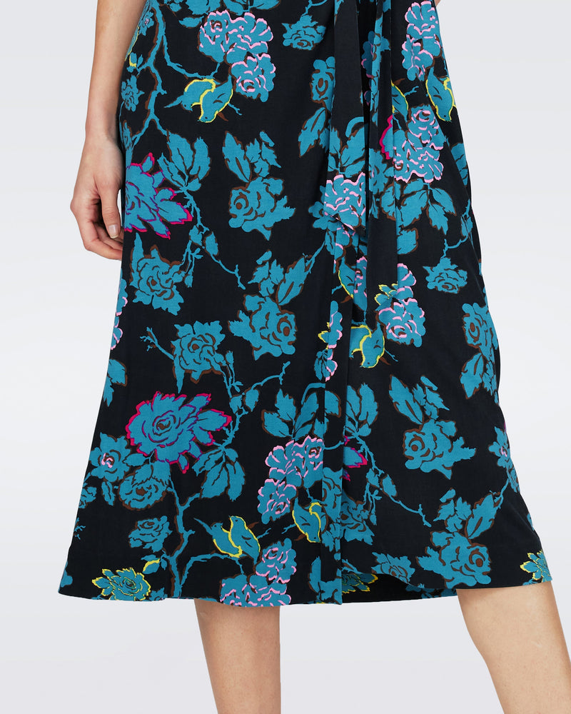 Dvf Abigail Midi Dress In China Vine Blk Med