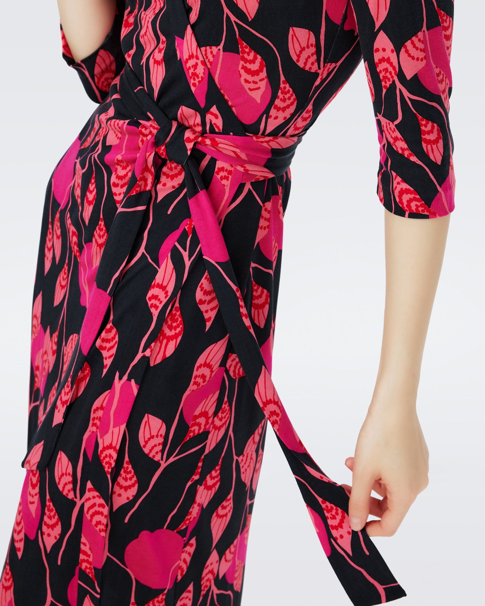 Dvf Abigail Midi Dress In Lantern Leaves Posion Pk Lg