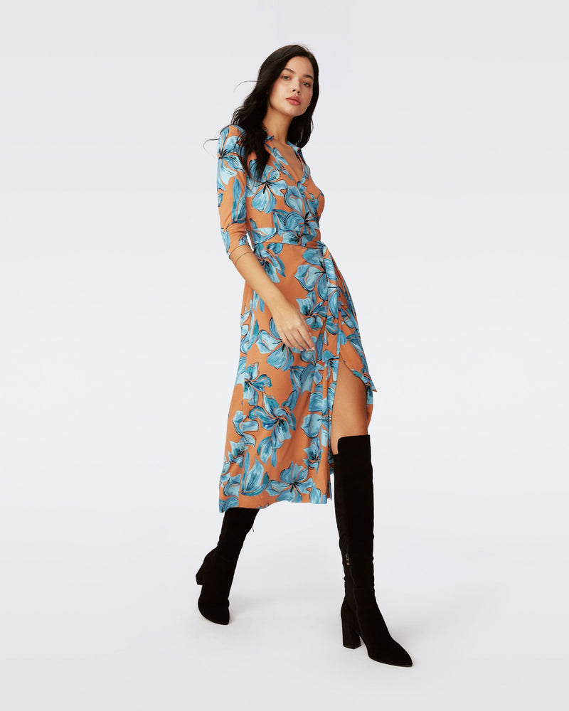 Abigail Silk Jersey Midi Wrap Dress