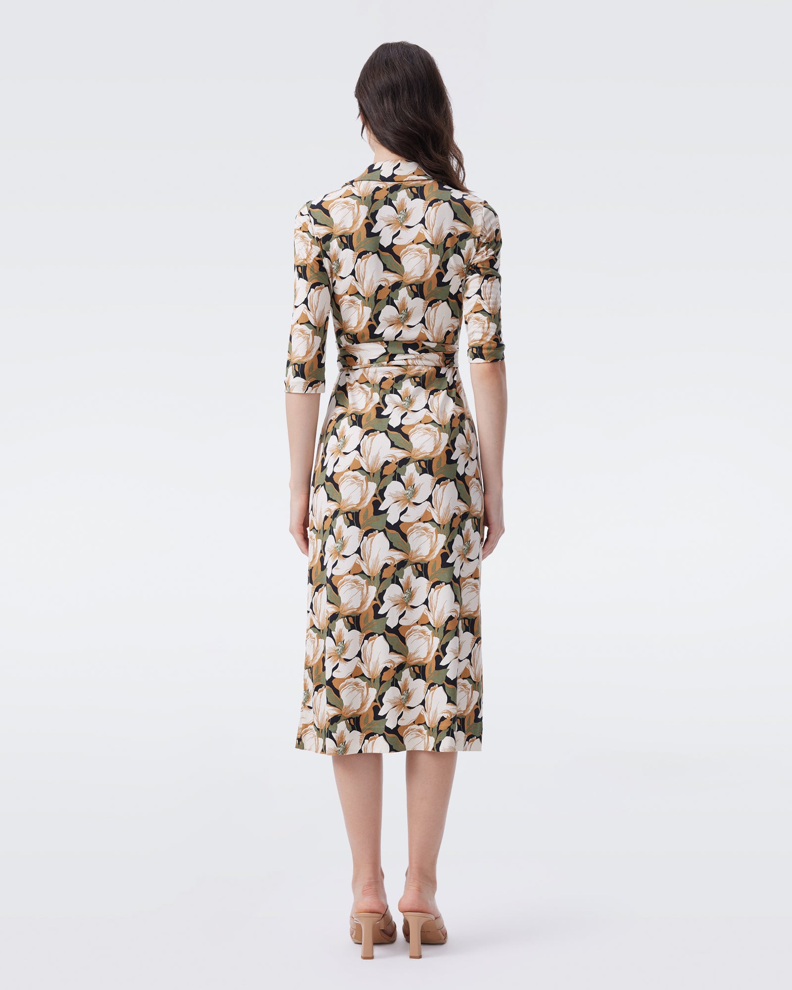 diane von furstenberg blossom midi dress DVF Diane Von Furstenberg Painted blossom-print Midi Dress | Black