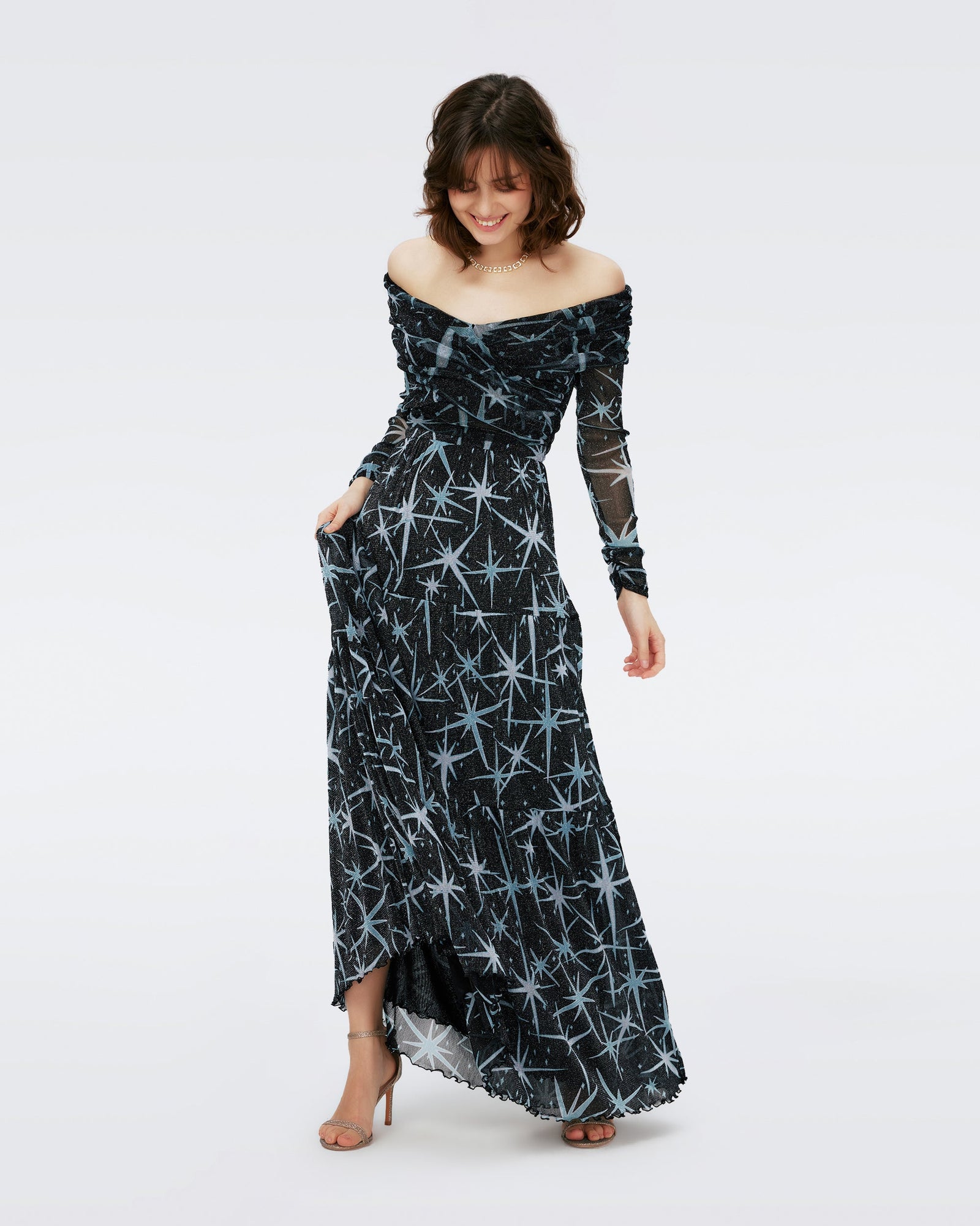 Stassi Metallic Mesh Dress