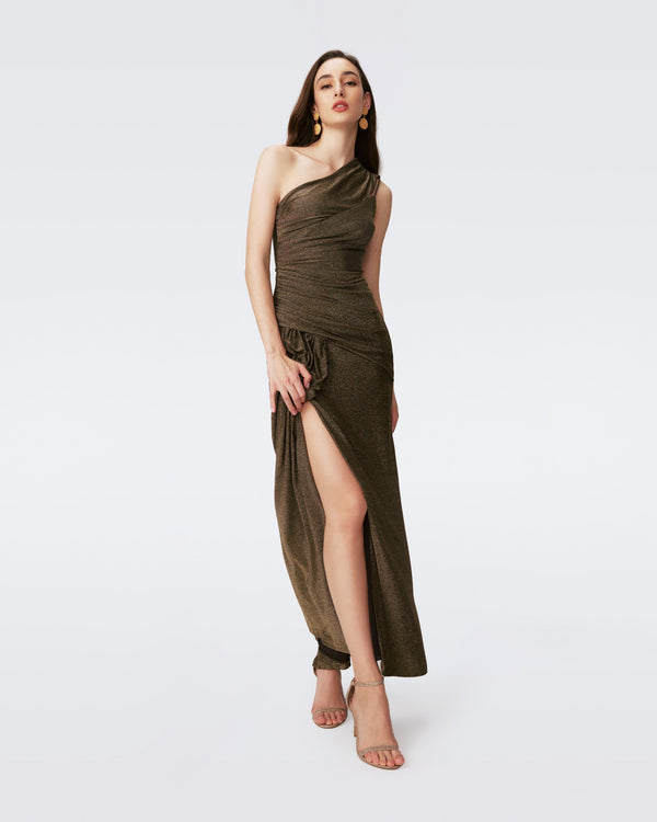 DVF RAFAEL DRESS in GOLDEN BROWN