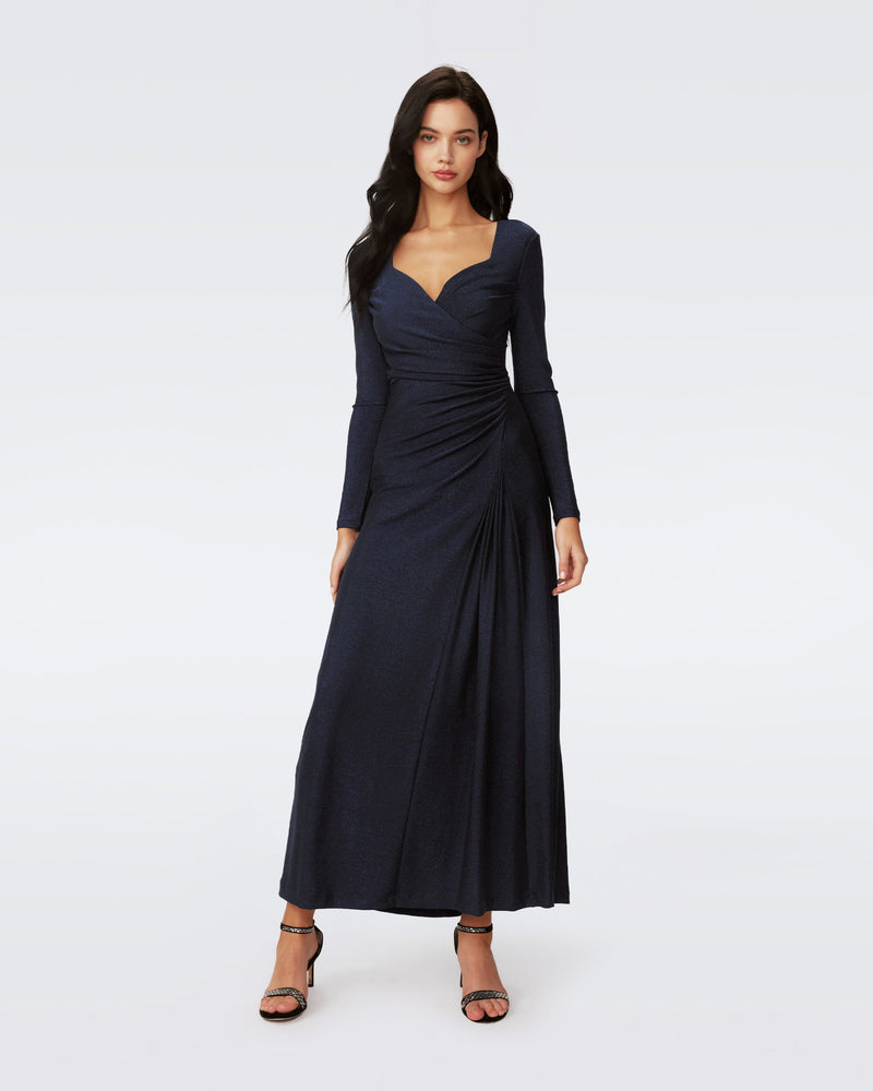 DVF RAFFI DRESS in METALLIC MIDNIGHT