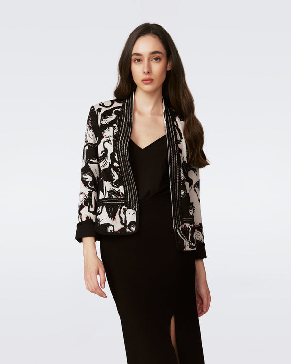 DVF GIDEON JACKET in BLACK SWAN LG