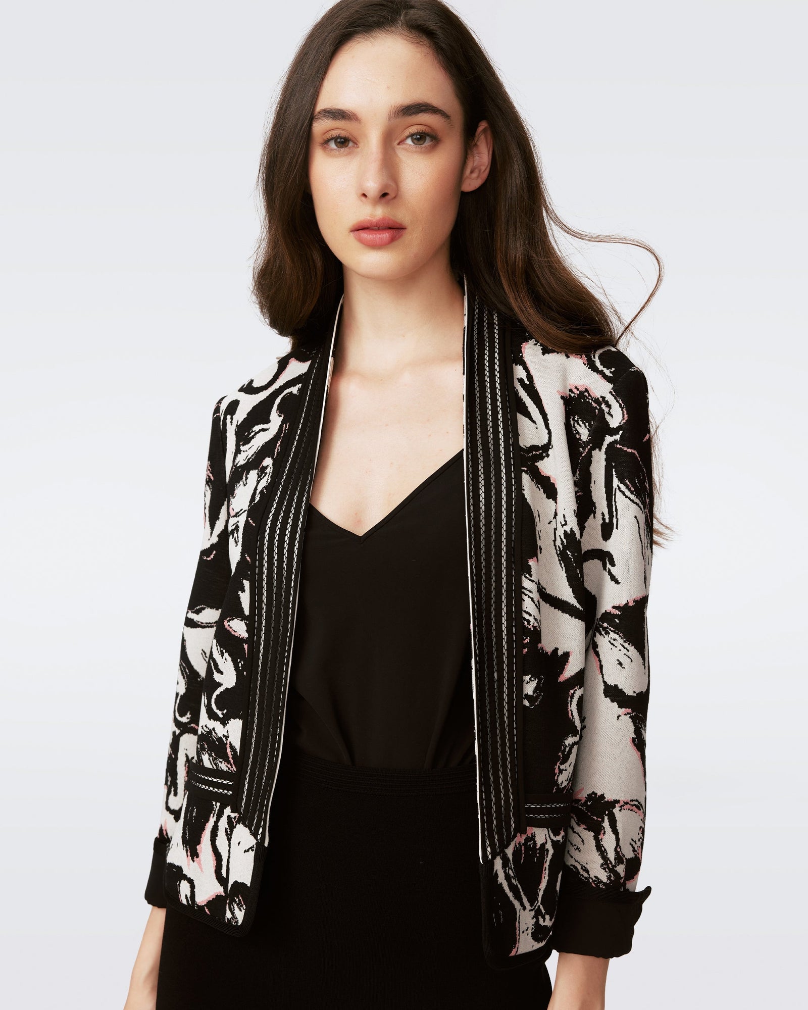 DVF GIDEON JACKET in BLACK SWAN LG