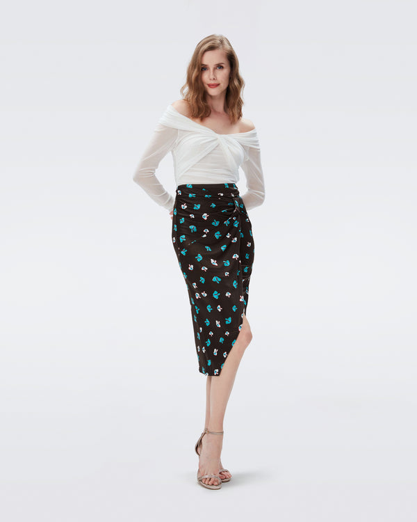 DVF garcel skirt in tiny paper tulip coco brown