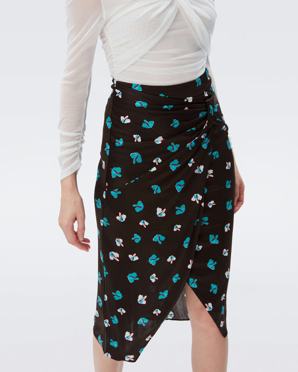 DVF garcel skirt in tiny paper tulip coco brown