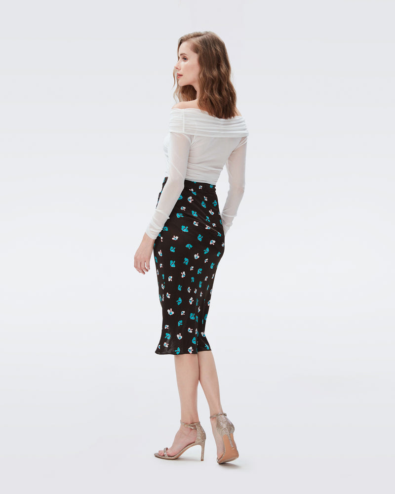 DVF garcel skirt in tiny paper tulip coco brown