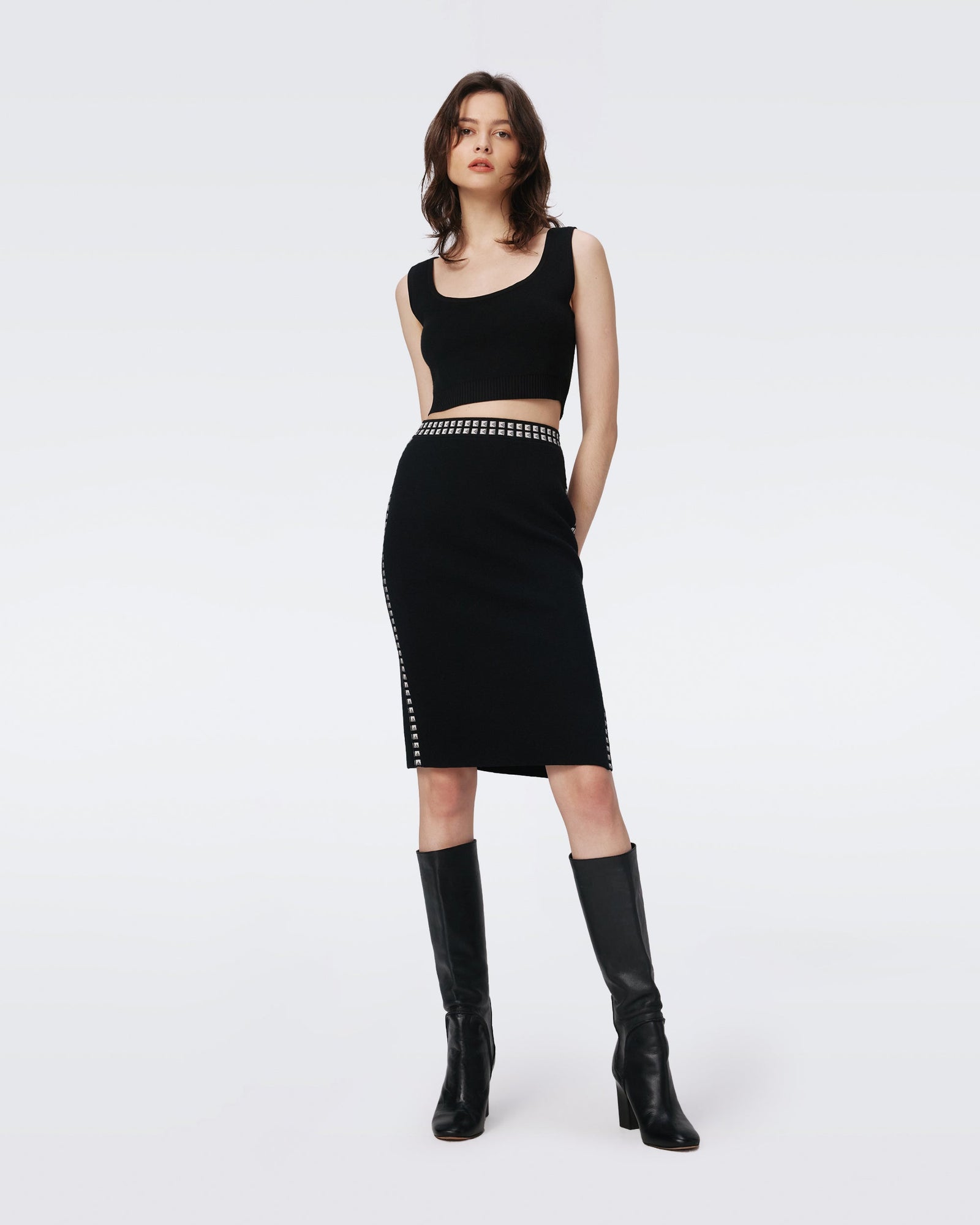 DVF EARTHA SKIRT in BLACK/STUD