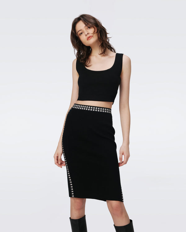 DVF EARTHA SKIRT in BLACK/STUD