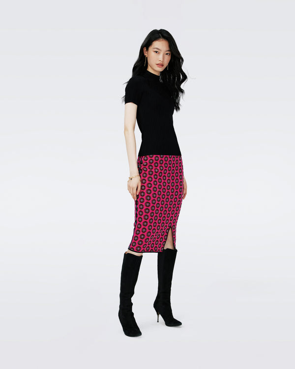 Dvf Gusta Skirt In Flwer Tie Poison Pink