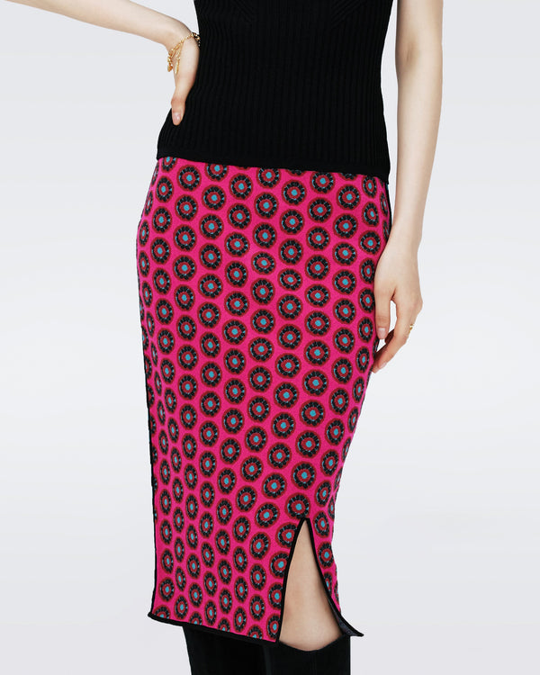 Dvf Gusta Skirt In Flwer Tie Poison Pink