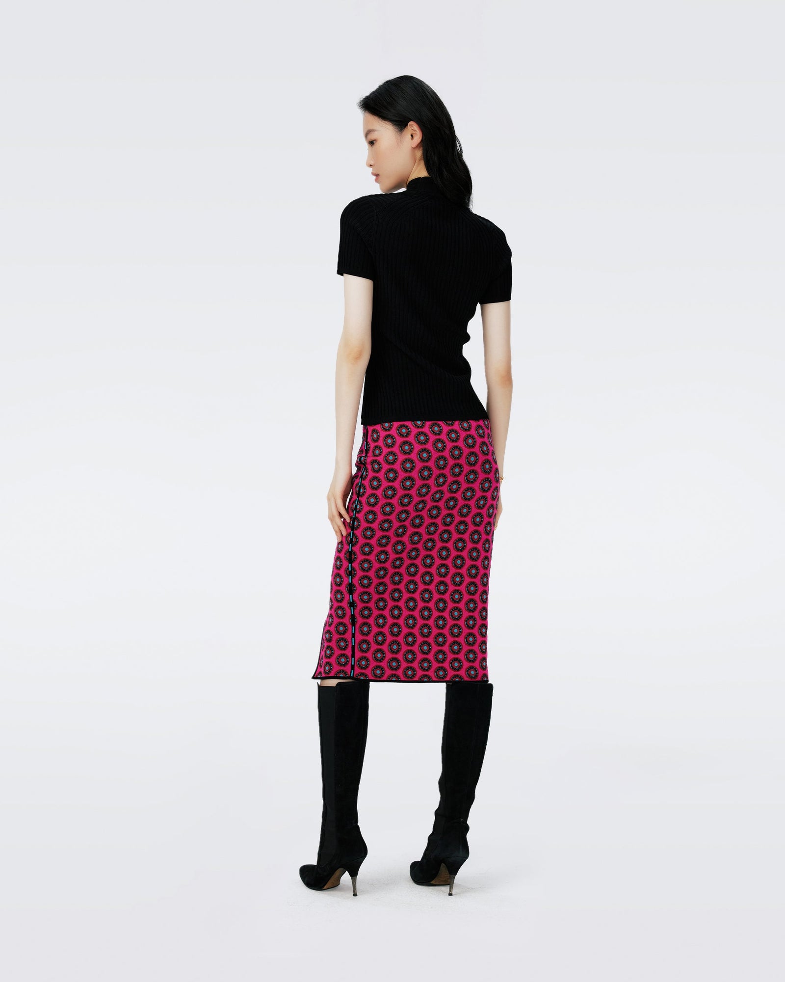 Dvf Gusta Skirt In Flwer Tie Poison Pink