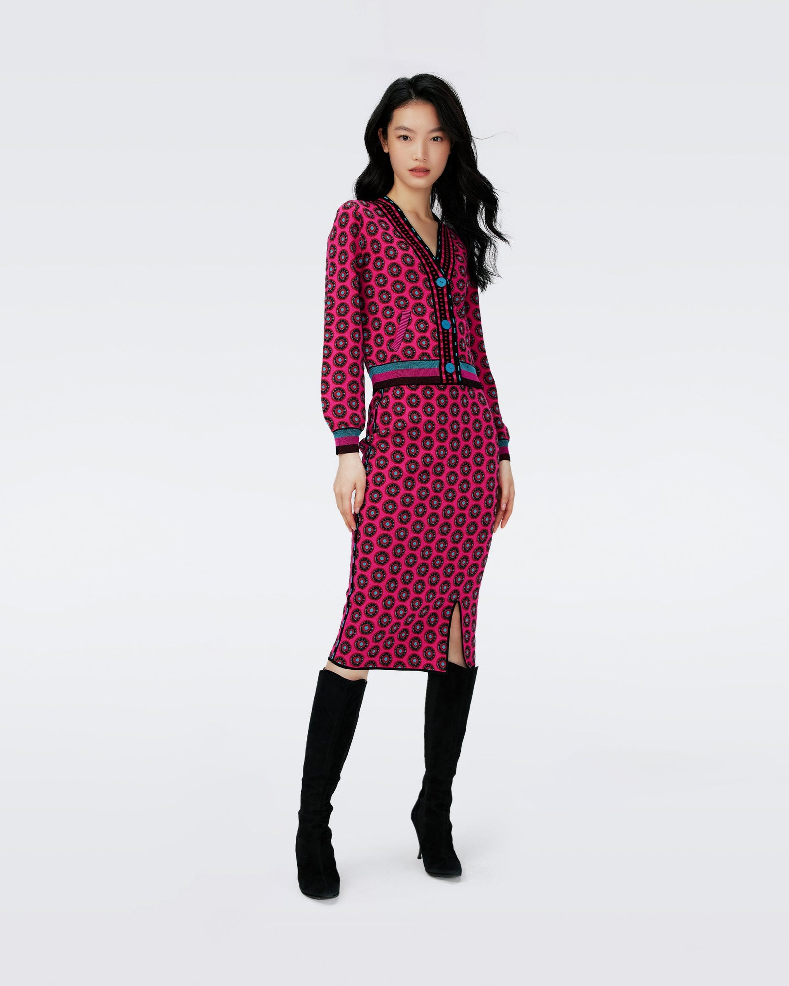 Dvf Gusta Skirt In Flwer Tie Poison Pink