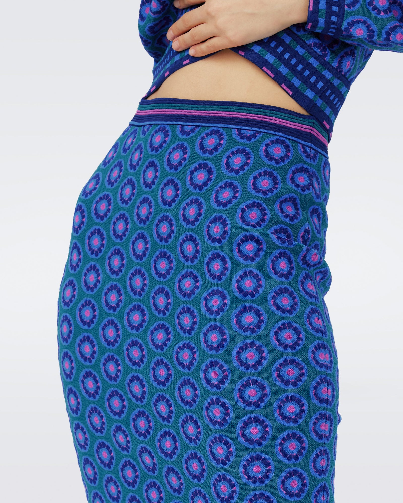 Dvf Gusta Skirt In Flower Tie Turquoise