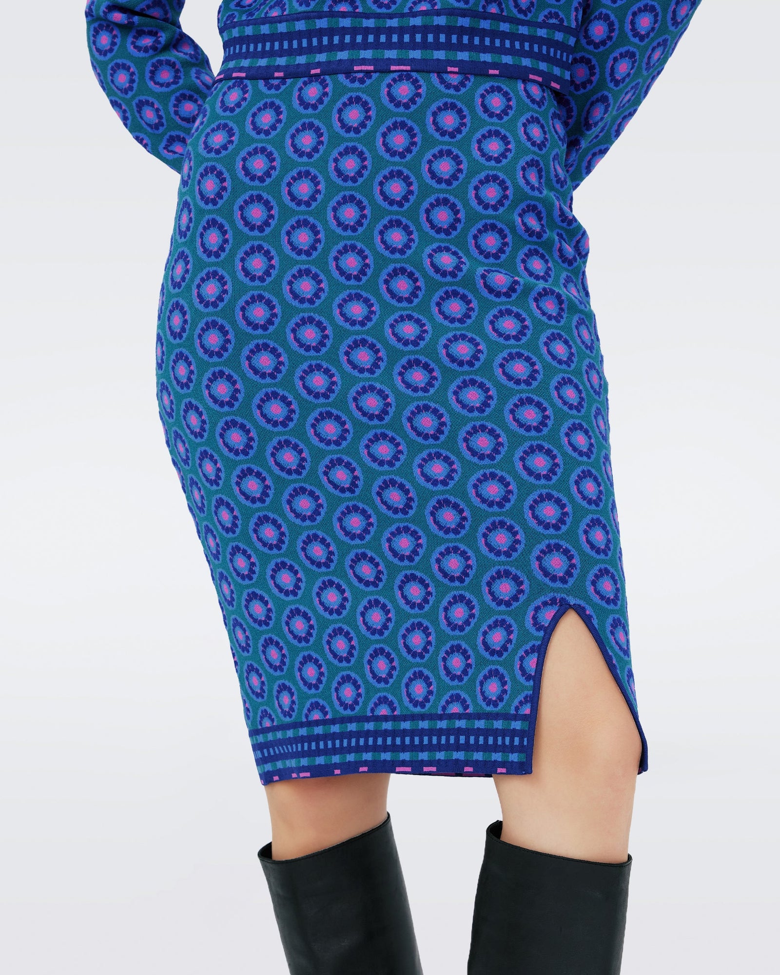 Dvf Gusta Skirt In Flower Tie Turquoise