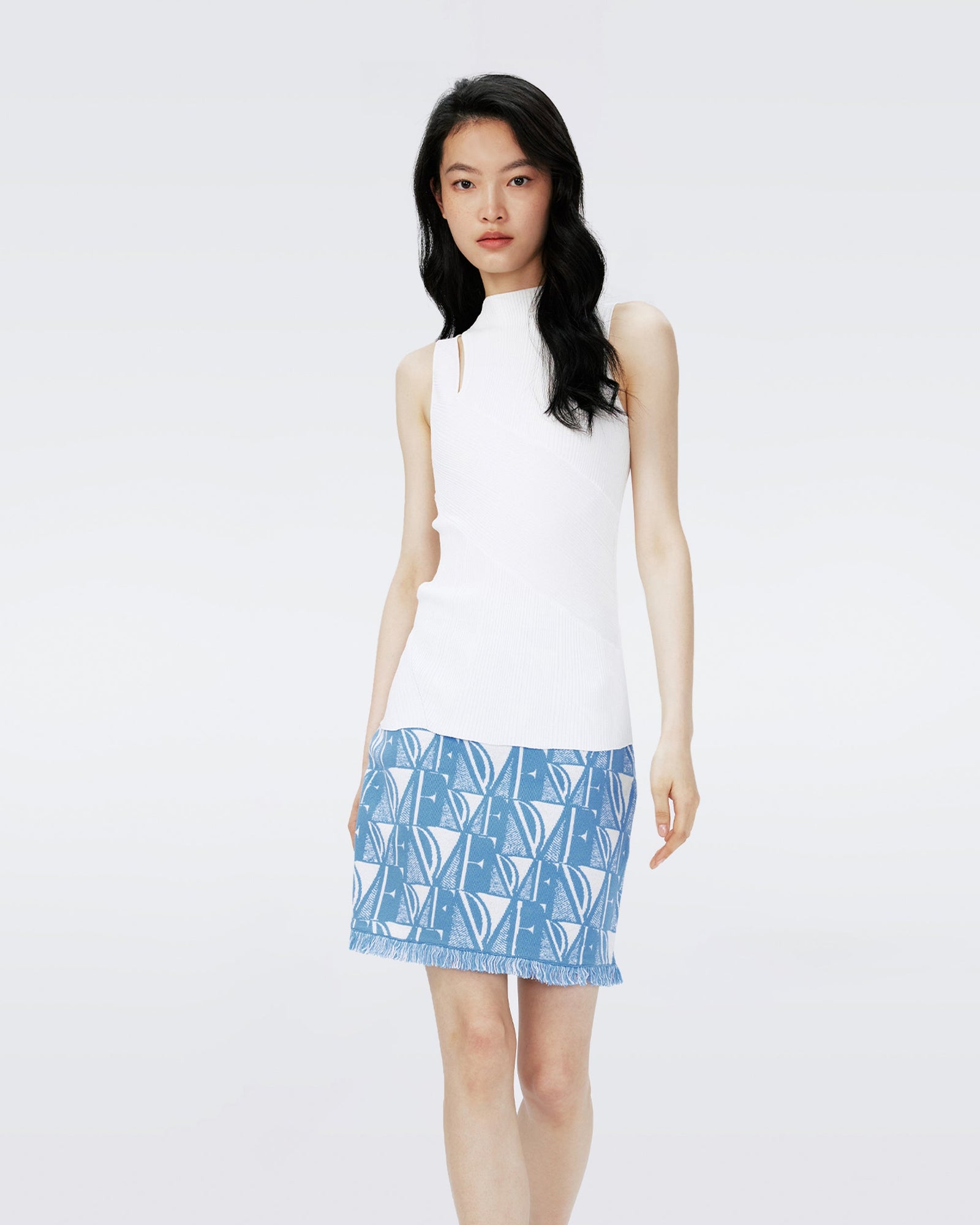 Dvf Alejandra Skirt In Dvf Logo Blue