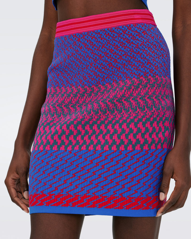 Dvf Viv Skirt In Multicolor Zigzag Strip Pk/Bu
