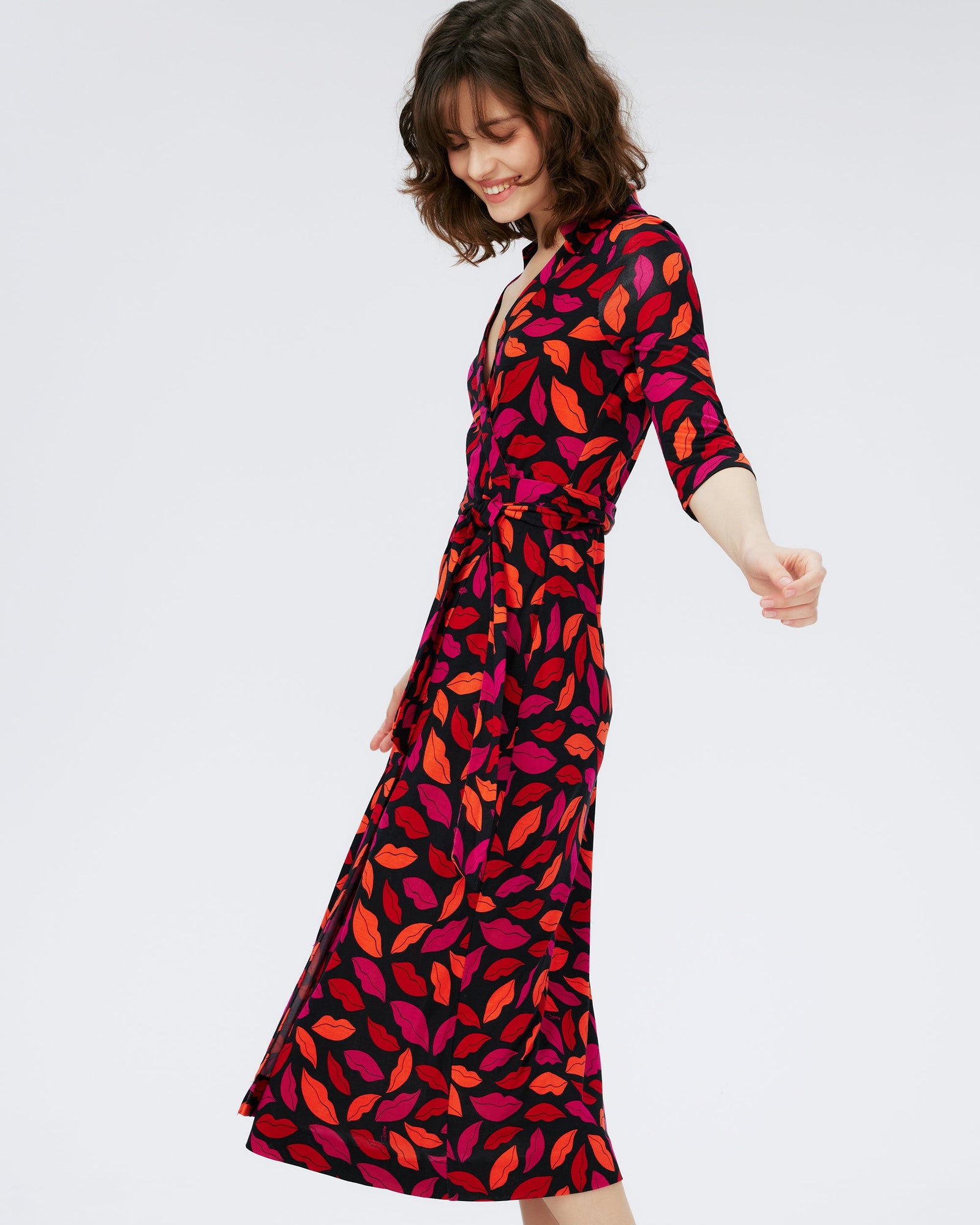 abigail silk jersey midi wrap dress DVF