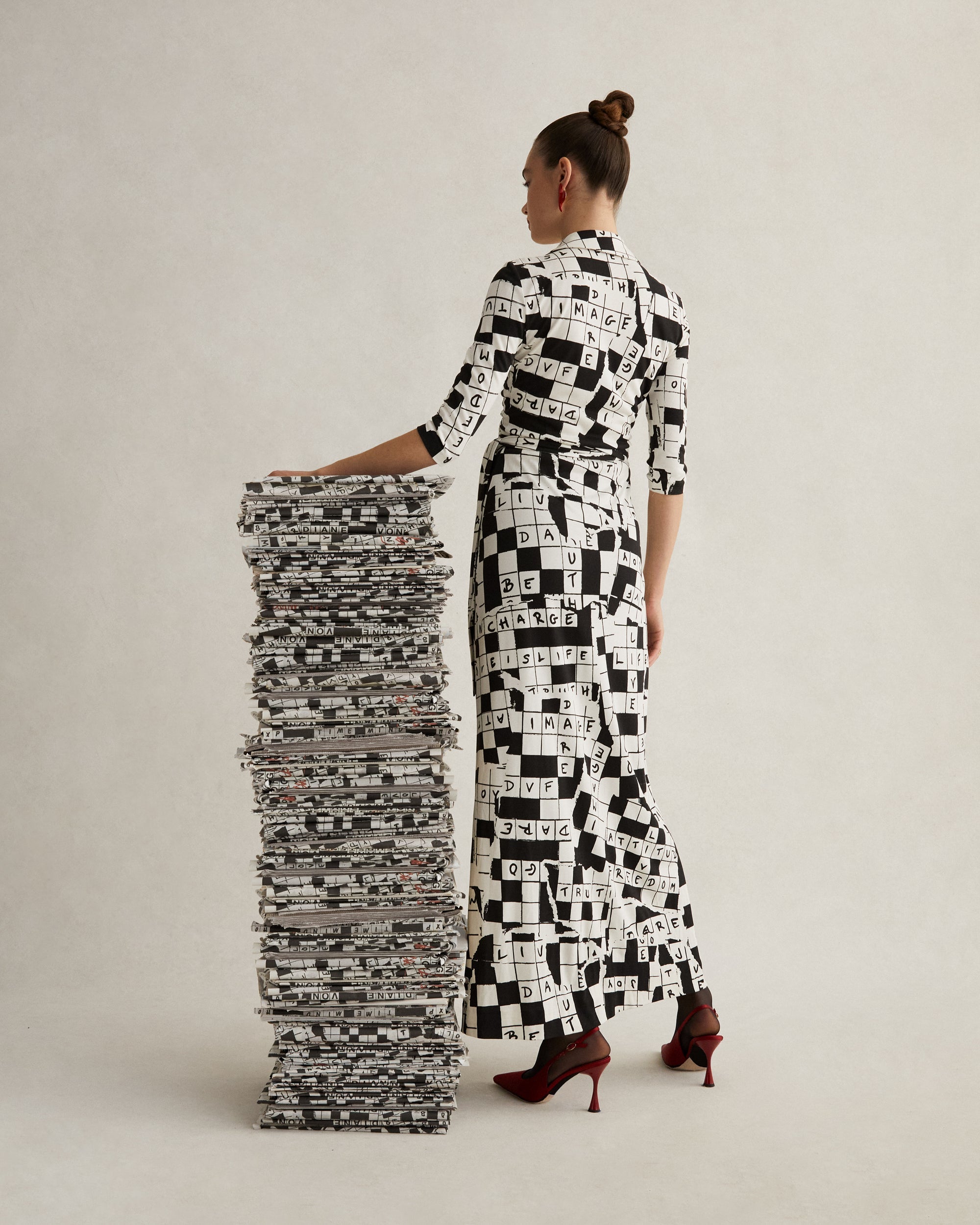Abigail Silk Jersey Maxi Wrap Dress in DVF 50th Crossword Ivory Diane von Furstenberg HongKong Abigail Silk Jersey Maxi Wrap Dress in DVF 50th Crossword Ivory Diane von Furstenberg HongKong