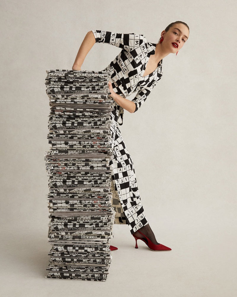 Abigail Silk Jersey Maxi Wrap Dress in DVF 50th Crossword Ivory Diane von Furstenberg HongKong Abigail Silk Jersey Maxi Wrap Dress in DVF 50th Crossword Ivory Diane von Furstenberg HongKong