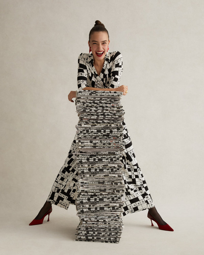 wrap around dress crossword clue Abigail Silk Jersey Maxi Wrap Dress in DVF 50th Crossword Ivory – Diane von Furstenberg HongKong