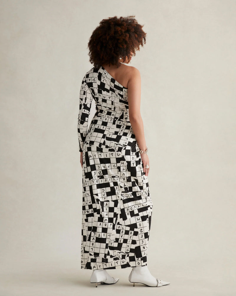 Coco Silk Jersey Dress in DVF 50th Crossword Ivory