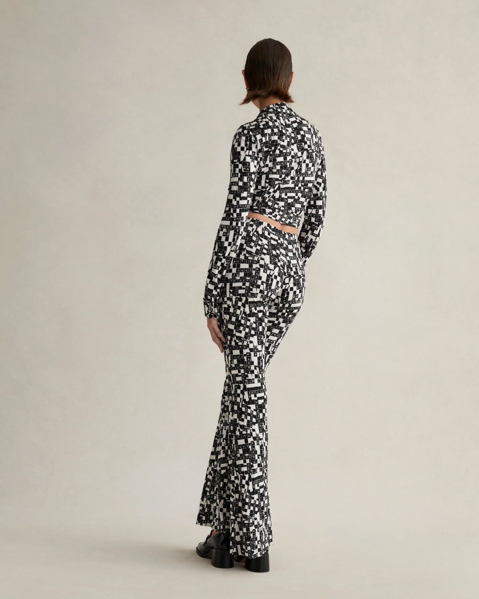 Bobbie Wrap Top in Tiny DVF 50th Crossword Black