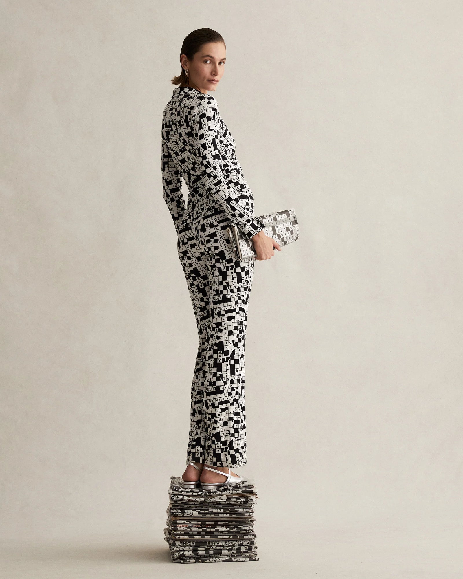 Michelle Jumpsuit in Tiny DVF 50th Crossword Ivory