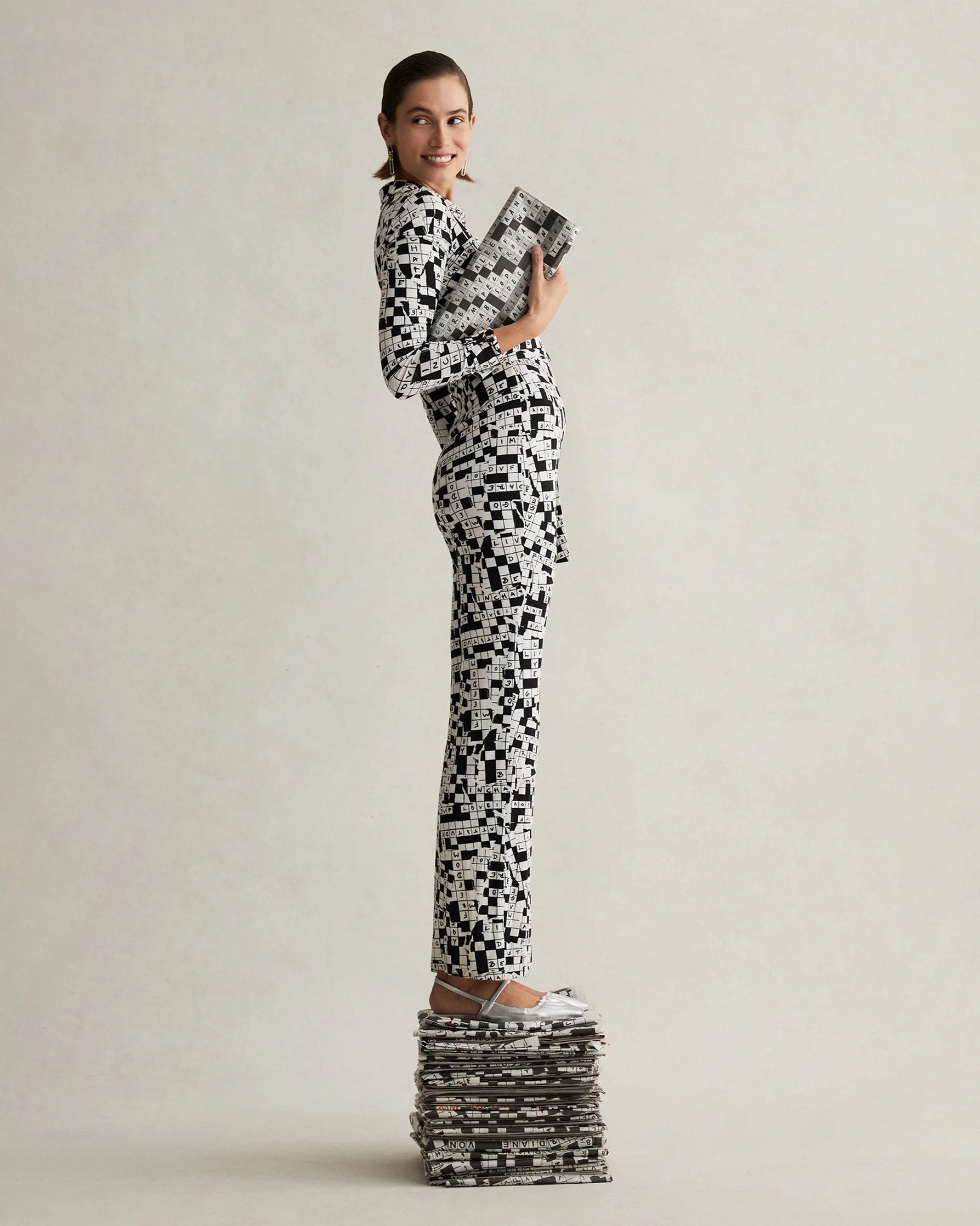 Michelle Jumpsuit in Tiny DVF 50th Crossword Ivory