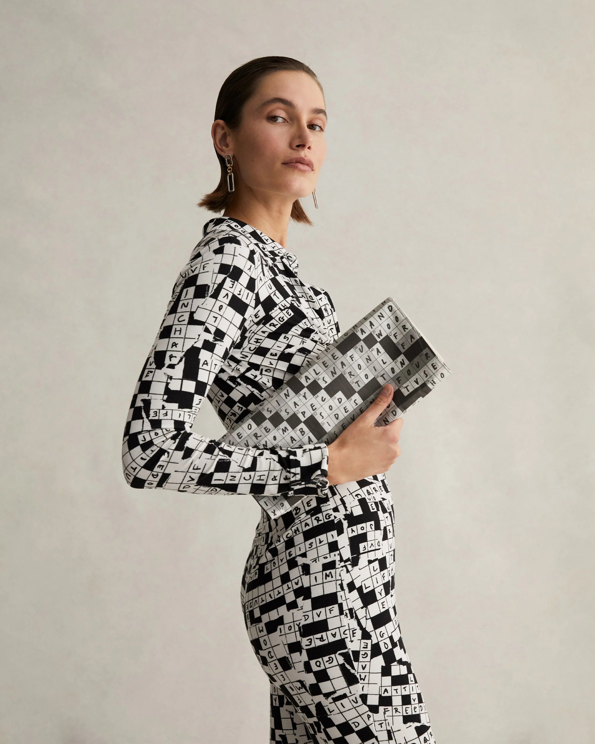 Michelle Jumpsuit in Tiny DVF 50th Crossword Ivory – Diane von Furstenberg HongKong