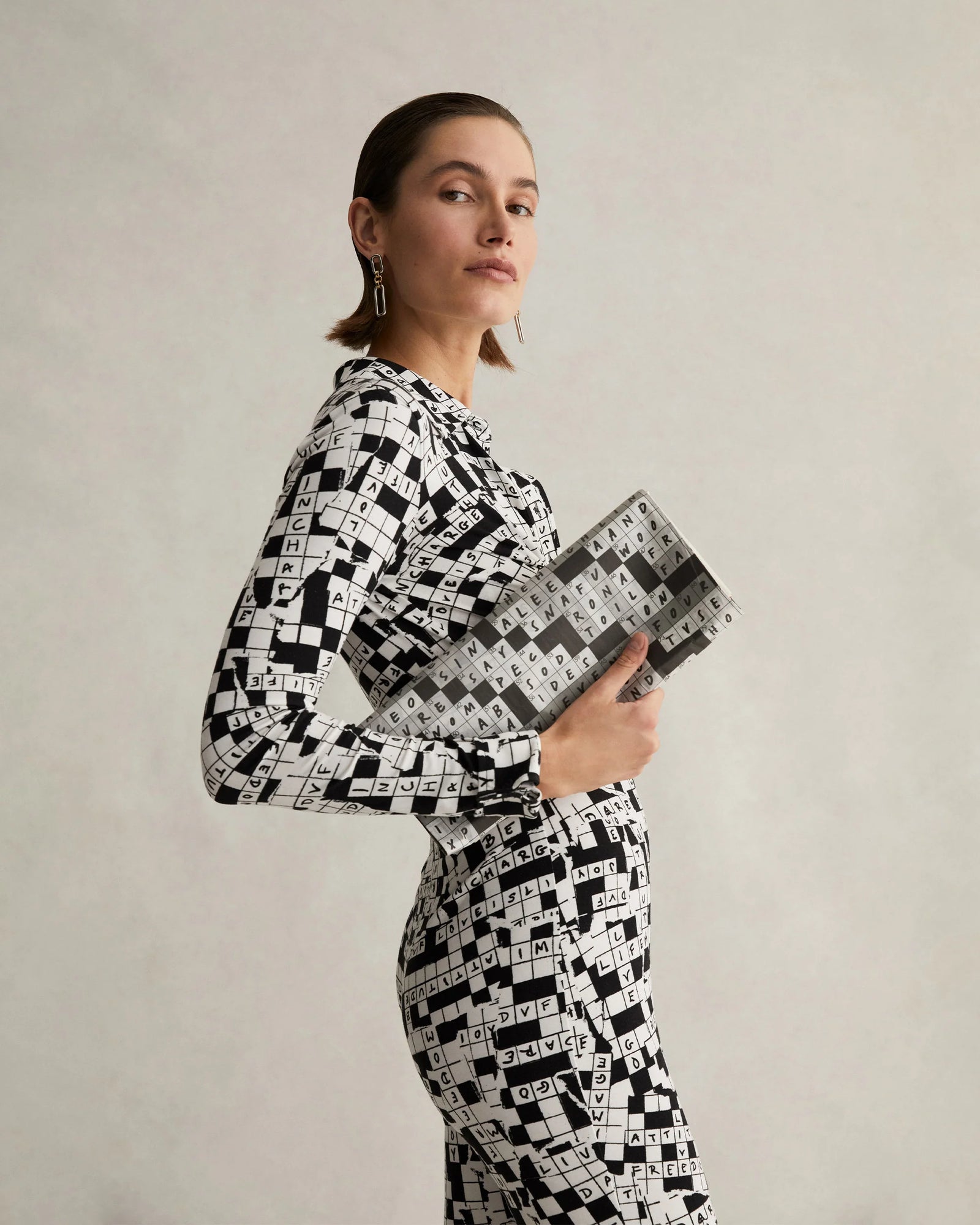 Michelle Jumpsuit in Tiny DVF 50th Crossword Ivory