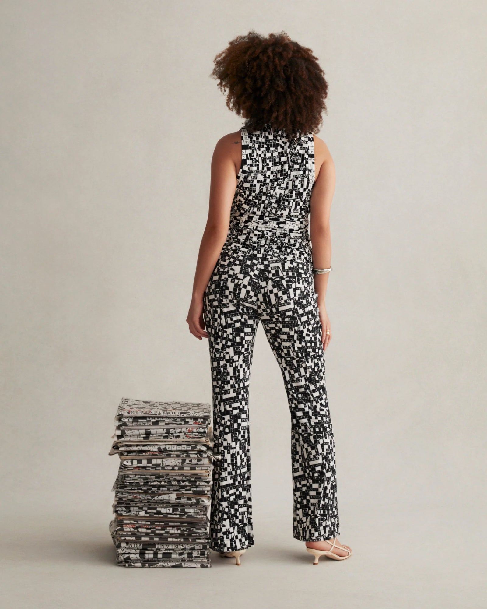 Ariane Top in Tiny DVF 50th Crossword Black