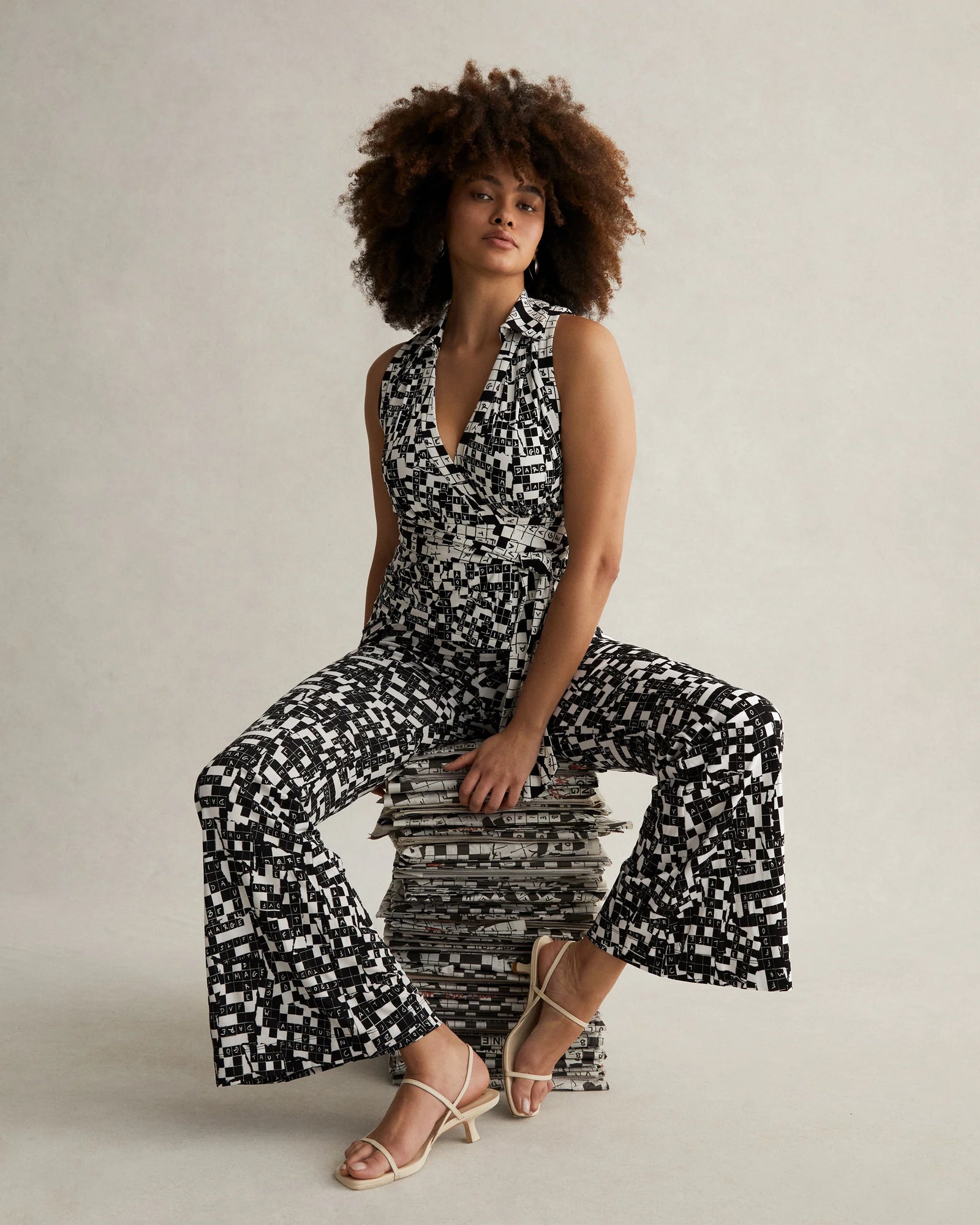 Ariane Top in Tiny DVF 50th Crossword Black