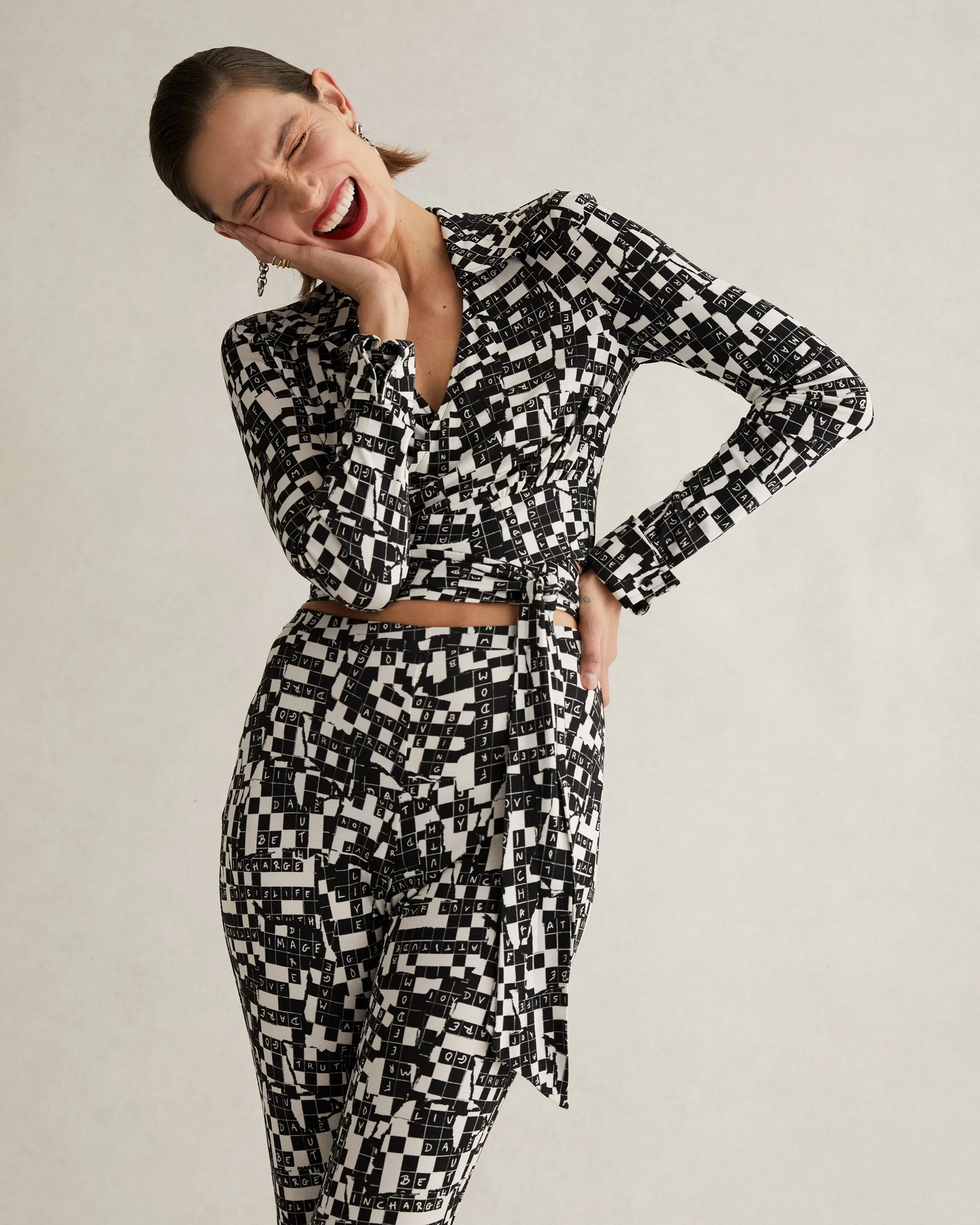 Brooklyn Pants in Tiny DVF 50th Crossword Black