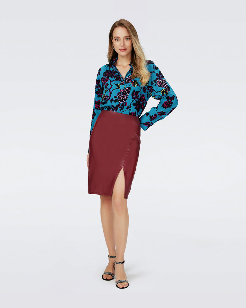 Dvf Takashi Skirt In Garnet Red