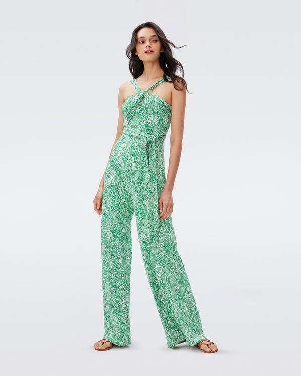 DVF dalila jumpsuit in athens paisley indian green