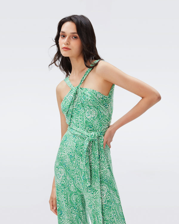 DVF dalila jumpsuit in athens paisley indian green