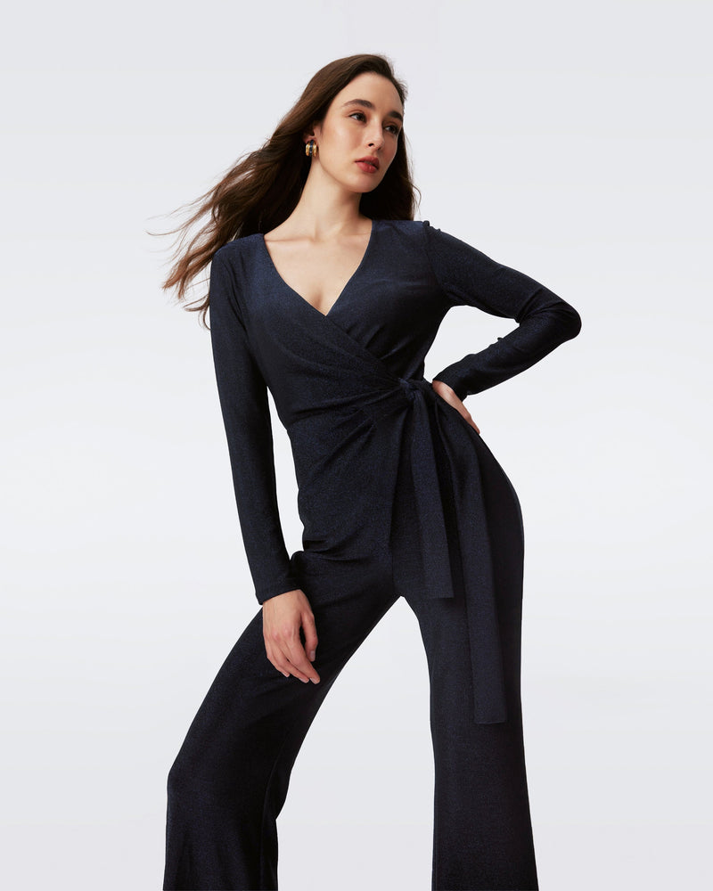 DVF COSIMA JUMPSUIT in METALLIC MIDNIGHT