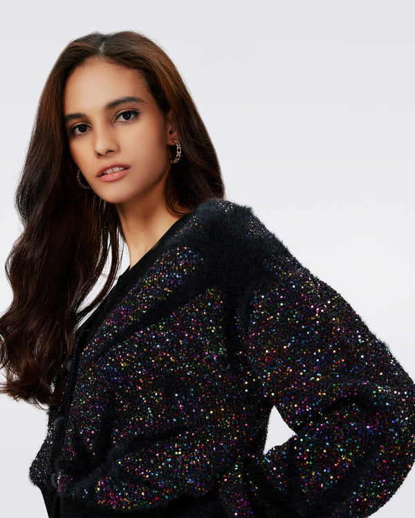 Aridina Sequin Jacquard Cardigan