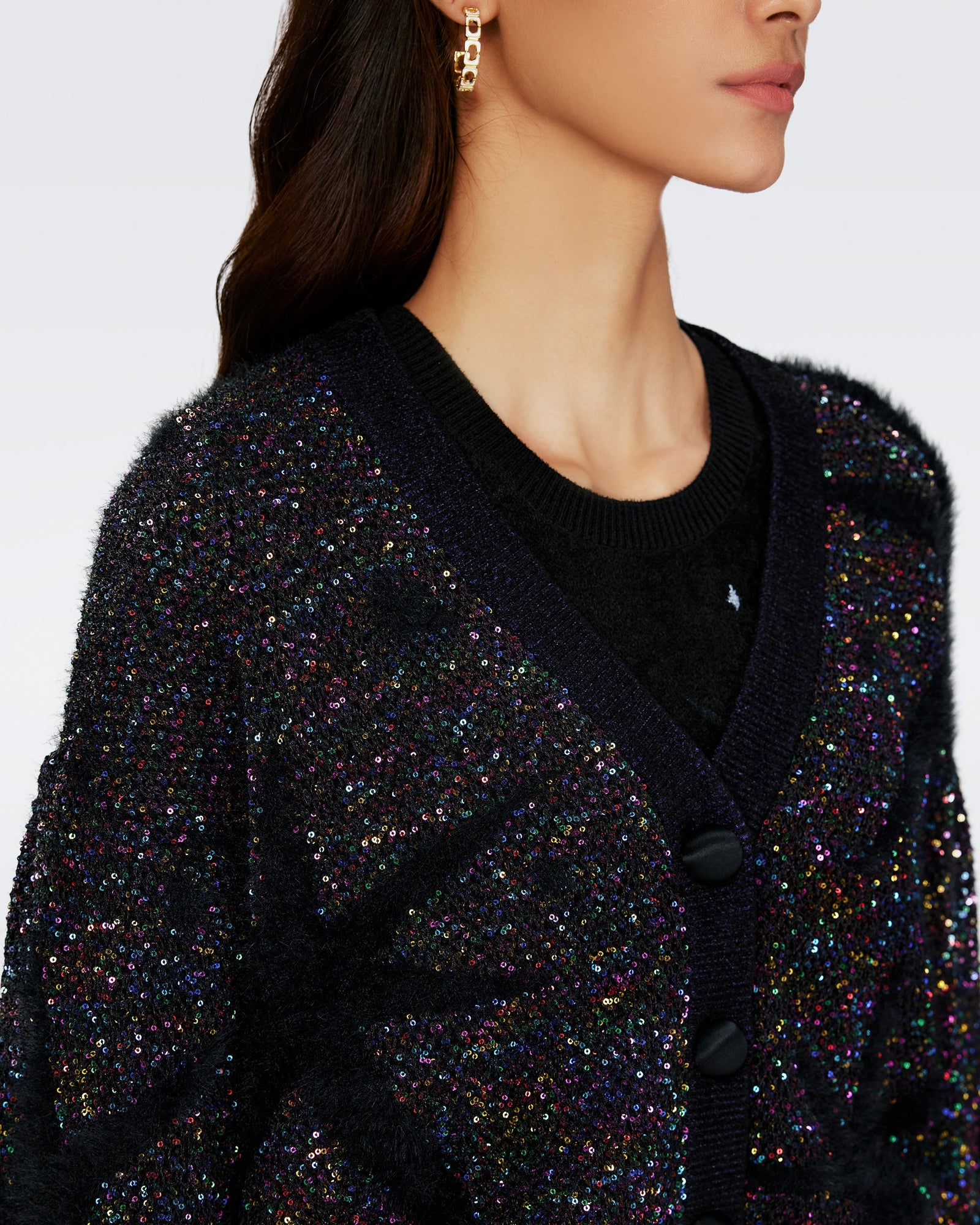 Aridina Sequin Jacquard Cardigan