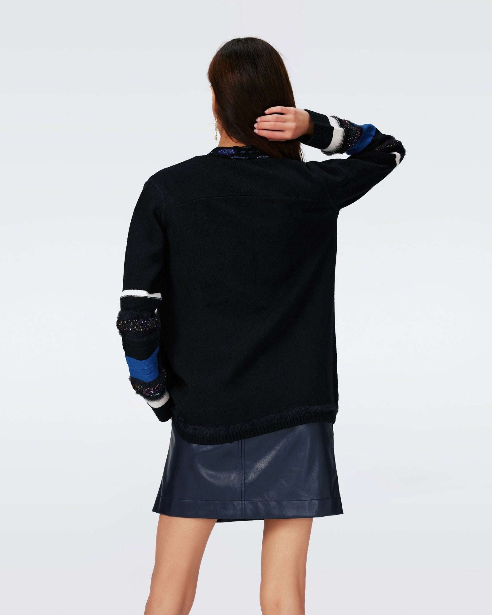 Dvf Ernest Cardigan In Stripe Blue