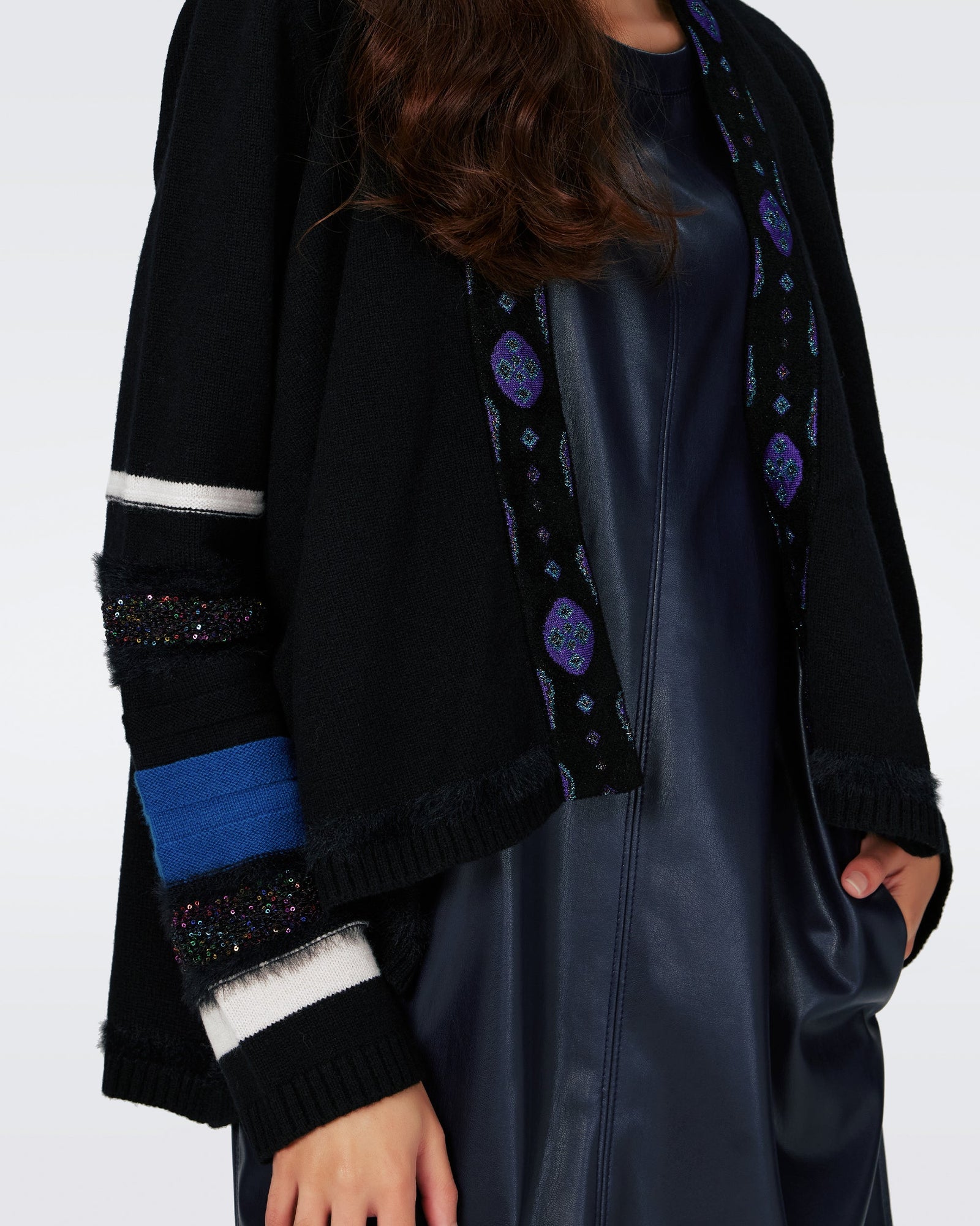 Dvf Ernest Cardigan In Stripe Blue