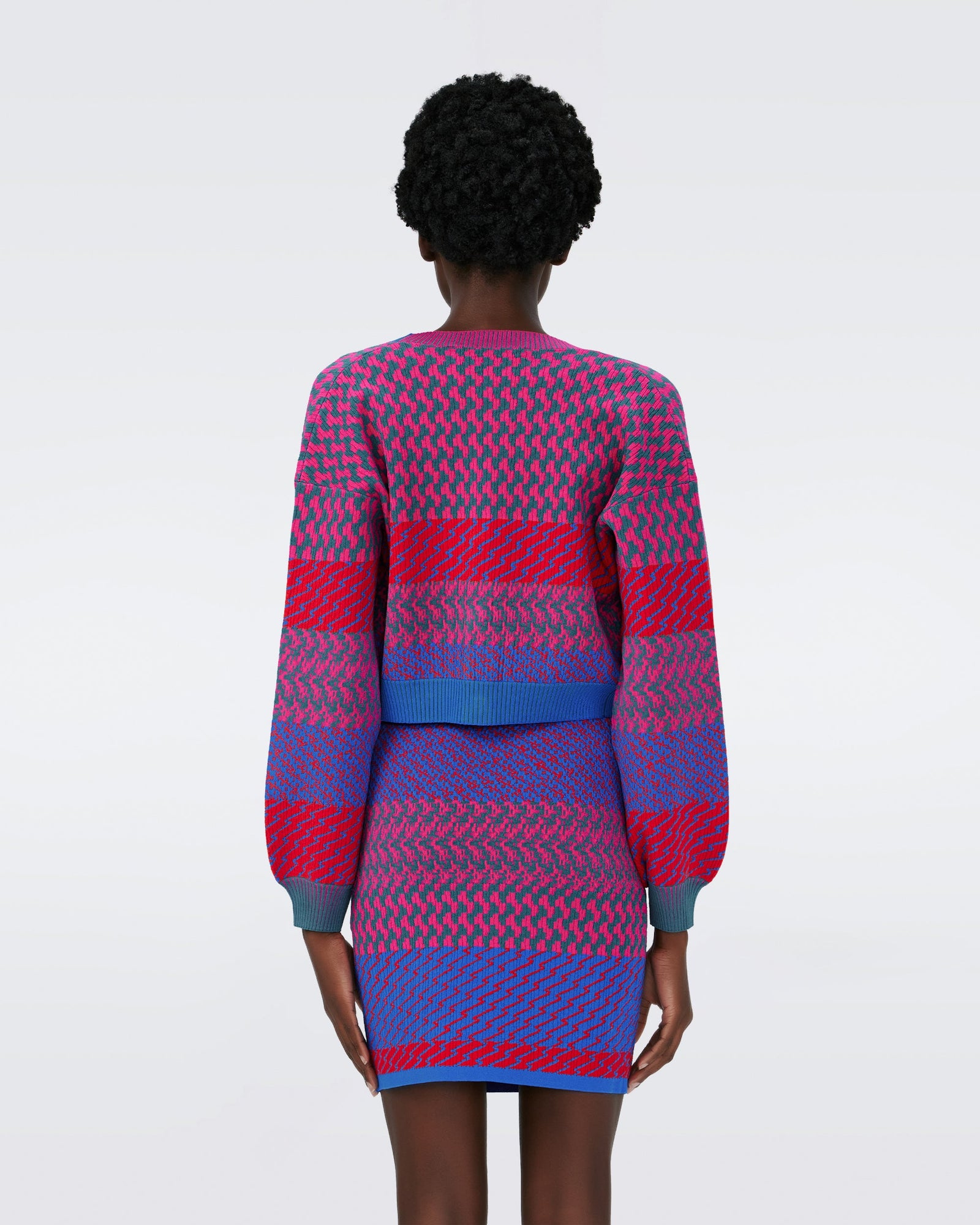 Dvf Rema Cardigan In Multicolor Zigzag Strip Pk/Bu