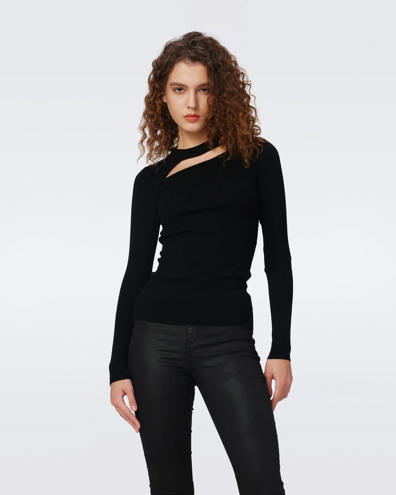 DVF BARTON TOP in BLACK