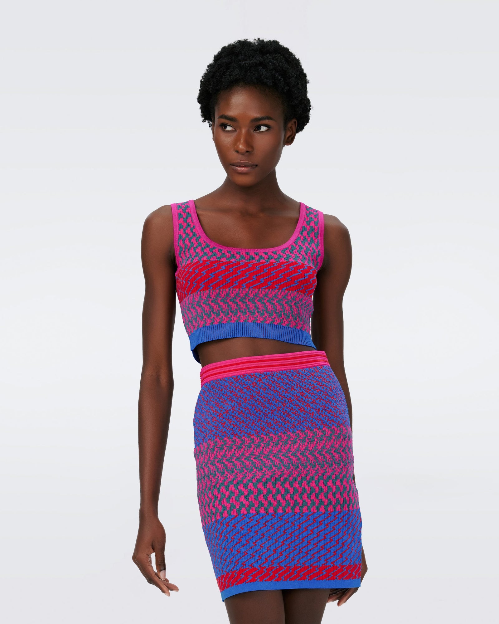 Dvf Arpita Top In Multicolor Zigzag Strip Pk/Bu